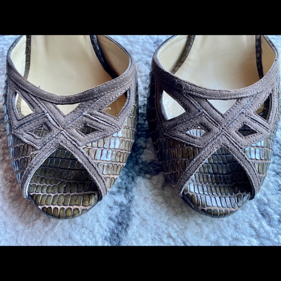 Leather/Suade/Snakeskin Jimmy Choo stiletto heels,size 38.5. Purchased in Vegas! - Picture 2 of 10